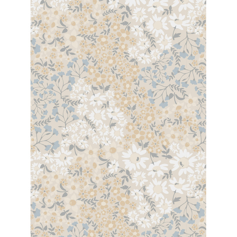 Papier peint adhésif à fleurs Abundance, Beige