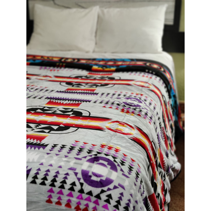  Cozy and Vibrant Southwest-Inspired Blanket for Home & Adventure, White, Queen
