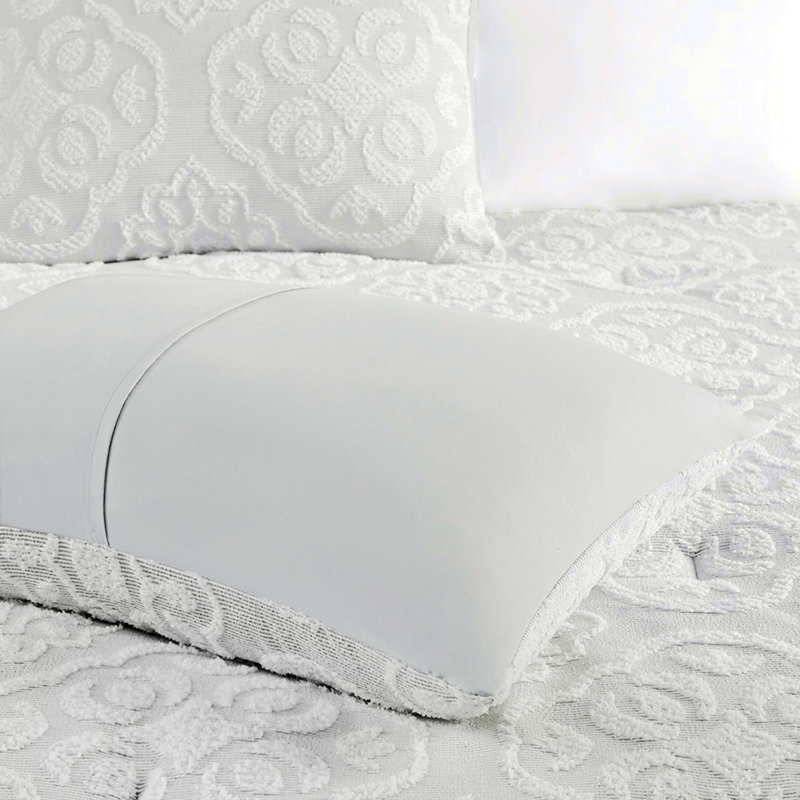 Polyester Comforter, King Comforter + 2 Pillowcases, Gray/White Abstract