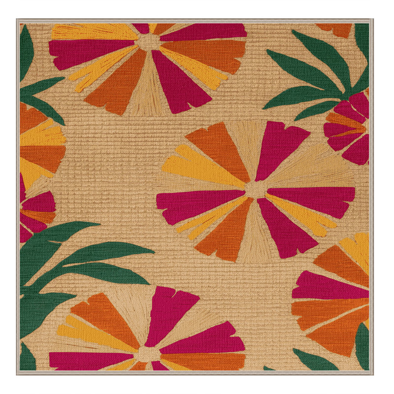  Tapis lavable à motif géométrique de fleurs hawaïennes, Carré 4 pi