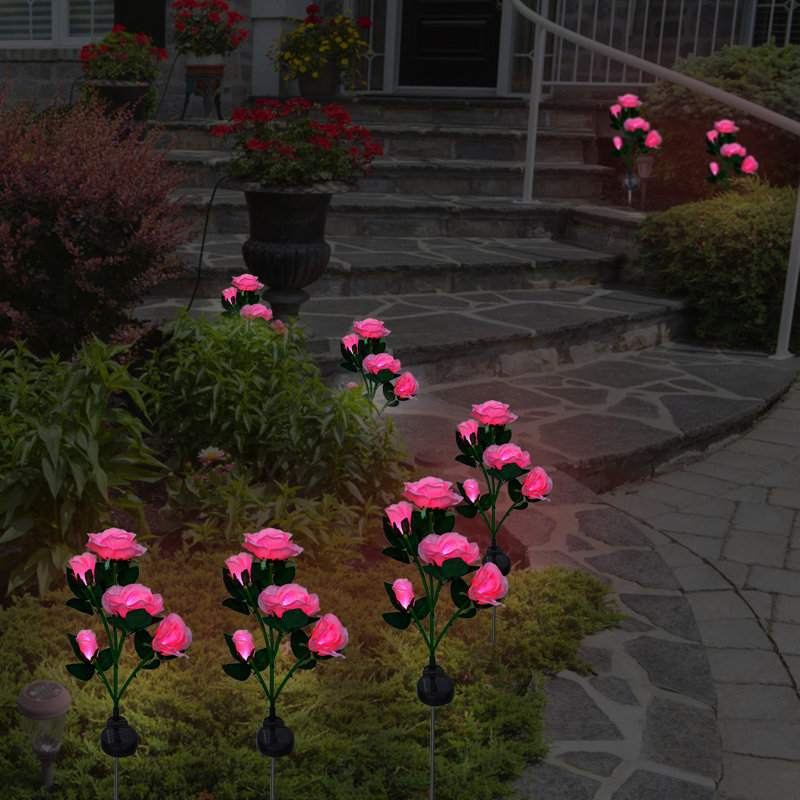 Éclairage solaire à piquets de jardin avec lumière DEL chaude, Rouge