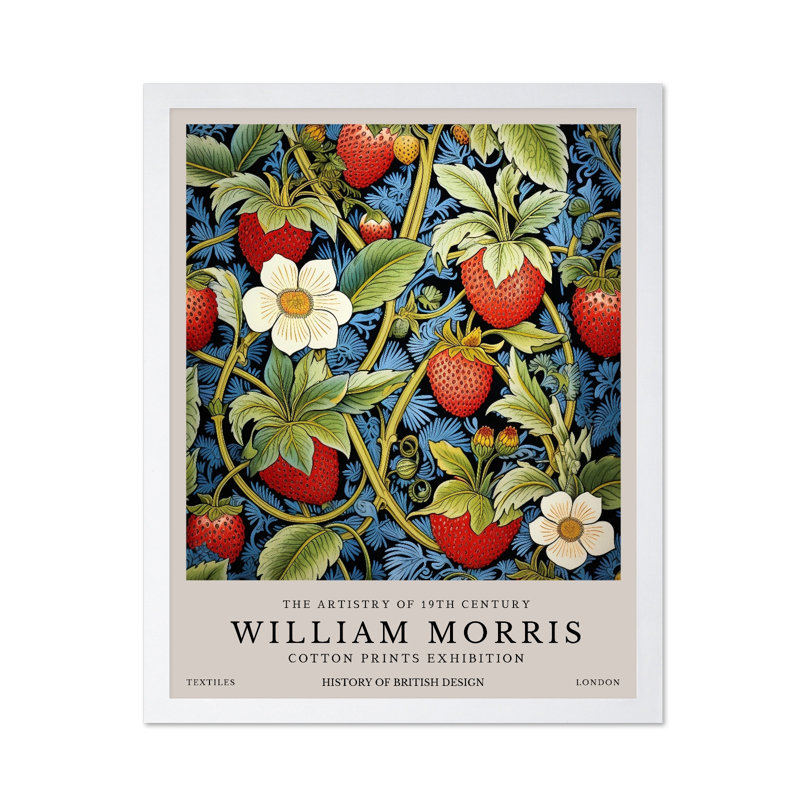William Morris - Fraises No2, Poster, White Framed, 08"H x 10"W