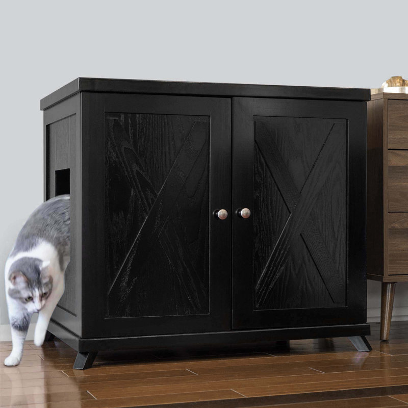 Litière en bois avec tiroir The Refined, Campagnard, H 28 po x l 33,5 po x P 22,75 po