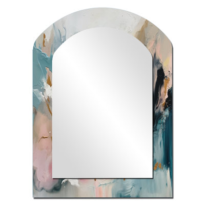 Delicate Brushstrokes Abstract Painting V - Modern Arch Wall Mirror