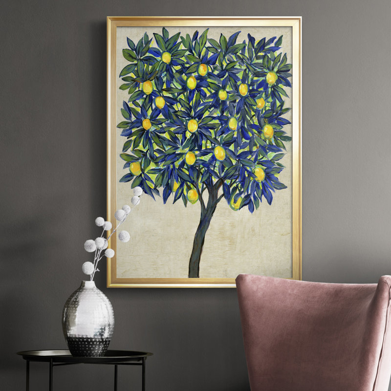 «Lemon Tree Composition II», toile encadrée de qualité supérieure - prête à être accrochée, Cadre doré