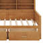 Lit de jour en bois avec étagères de rangement et 2 tiroirs, 6 tablettes de chevet, design à panneaux cannelés-1224624625-1224624626