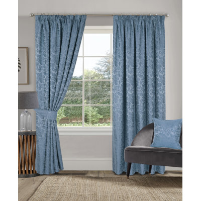Hallas Pencil Pleat Damask Jacquard Curtains