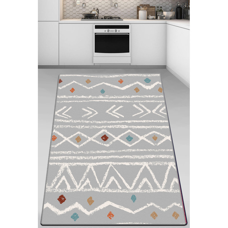 Mccollough Southwestern Balocco Handmade Flatweave Polyester Area Rug in Gray/White, Rectangle 2'7" x 4'7"