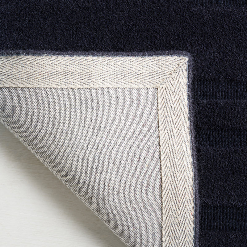 Fairborn Solid Color Hand Tufted Cotton/Wool Area Rug in Black, Rectangle 5' x 8'