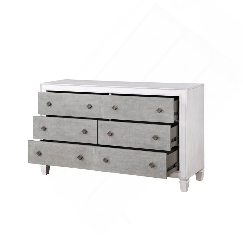 Commode Katia gris rustique et blanc vieilli