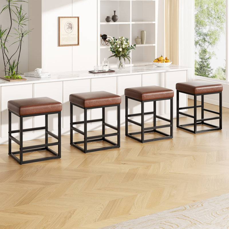 Modern Edge, Cozy Feel: tabourets de bar rembourrés en similicuir pour chaque maison, Marron foncé