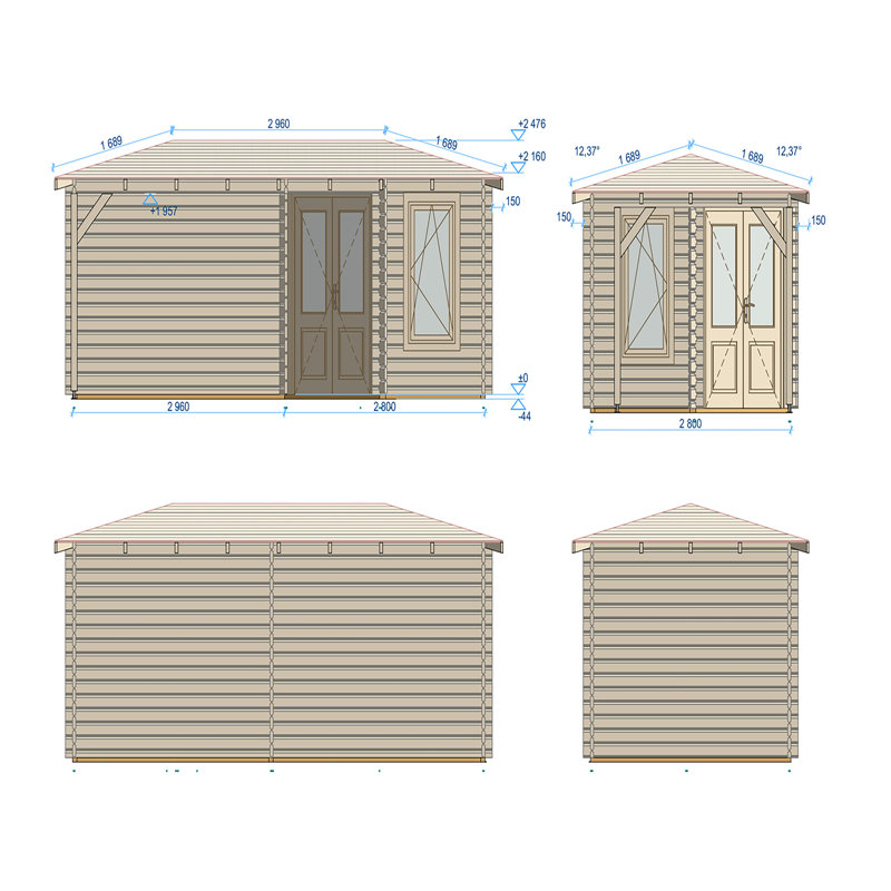 Amarrillo 19 x 9 Ft. 44mm Corner Log Cabin