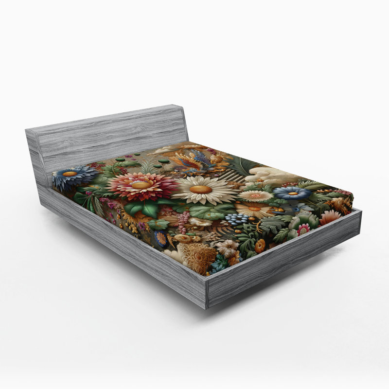 Microfiber Floral Fitted Sheet, California king