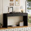 Console courbée avec rangement et 2 tiroirs, table d'entrée rustique en bois pour le couloir, le salon, noir vieilli | Idée de cadeau