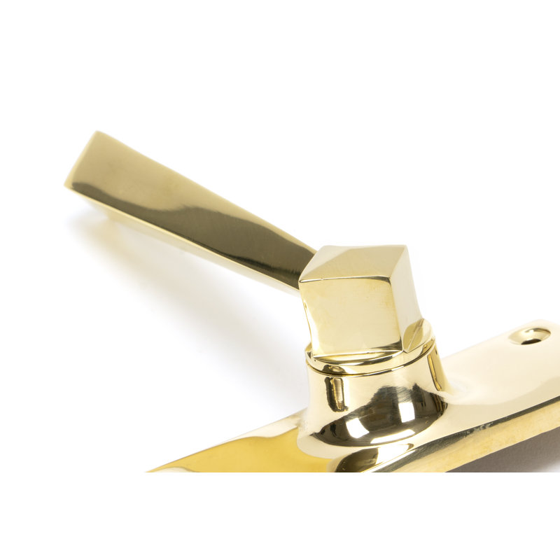 Straight Lock Door Handle, Polished Brass