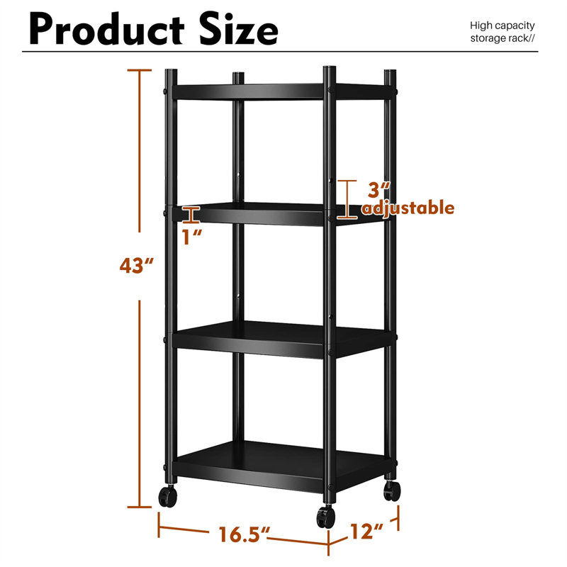 42.99'' H x 12.01'' W Utility Cart with Wheels