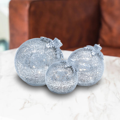 Battery-Operated Glass Tabletop Christmas Ornaments (3Ct)