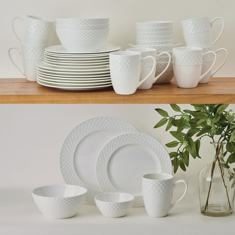 Trellis 40-Piece Bone China Dinnerware Set, Service For 8