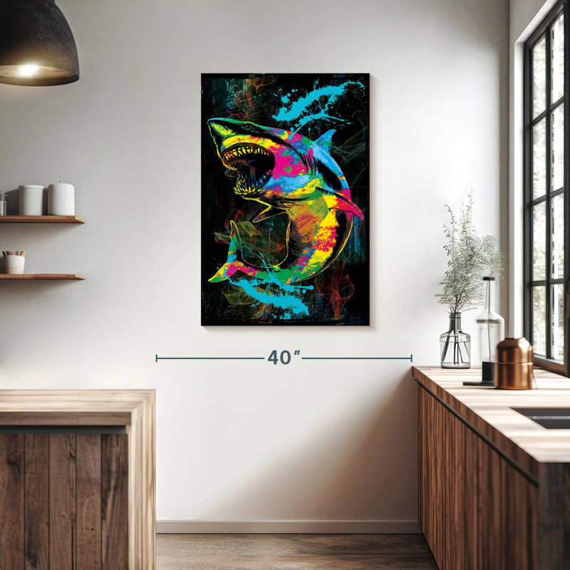 Brampt Color Grunge Shark, 39" H x 26" W
