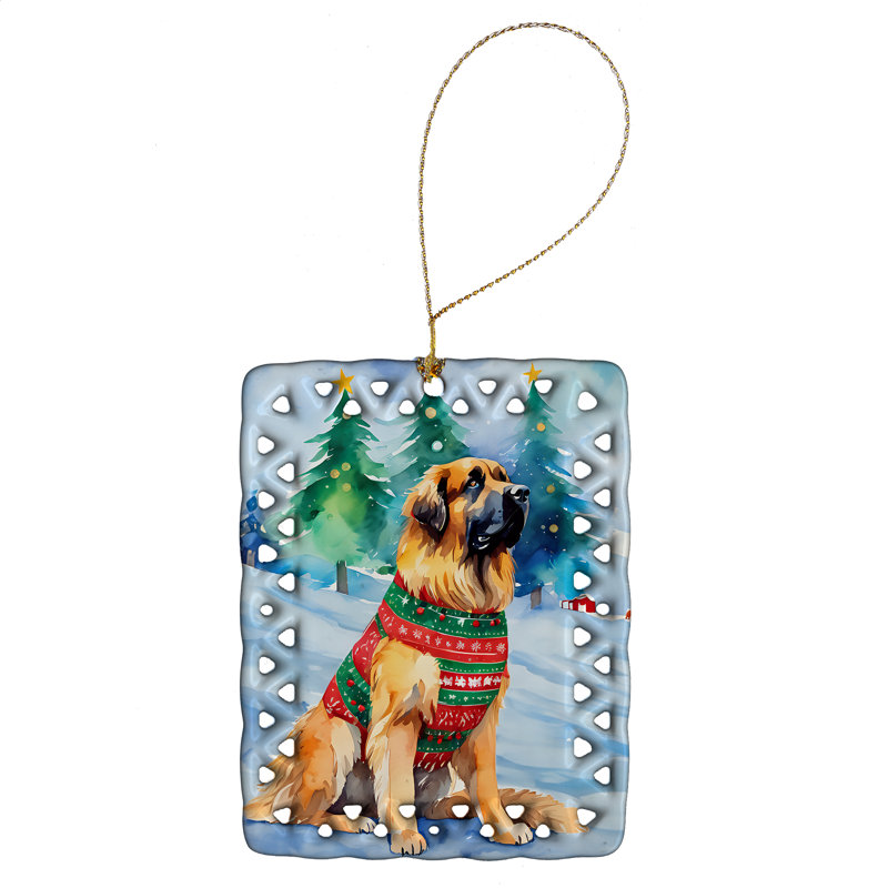 Ornement en porcelaine de Noël Leonberger, Leonberger 3513