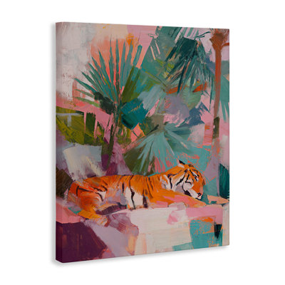 Resting Tiger Beneath Leaves Canvas, design by Svetlana Aleynikova