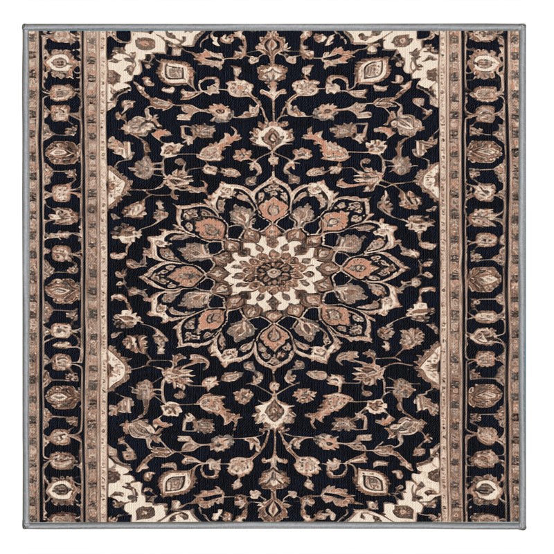 Tapis persan gris lavable à la machine, Carré 6 pi