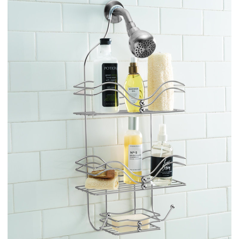 Chrome Ocean Wave Design Metal Hanging Shower Caddy