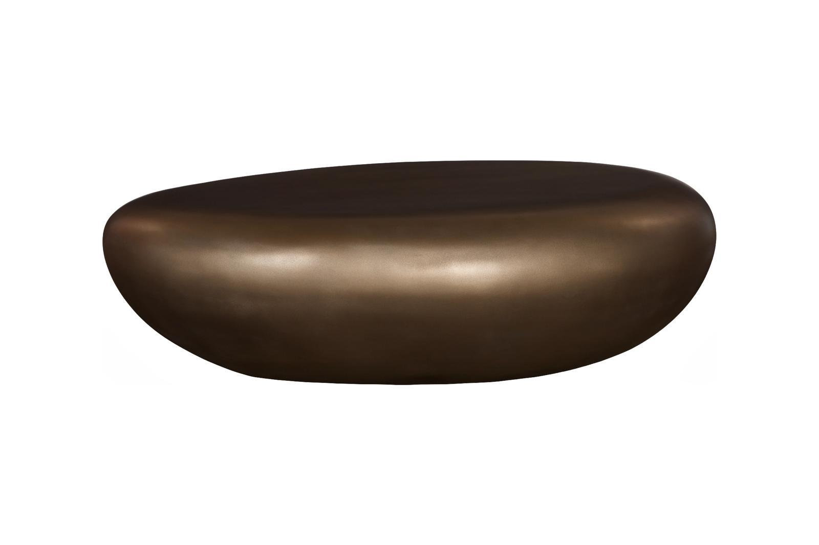 River Stone Solid Coffee Table, 16" H x 54" L x 34" W, Bronze
