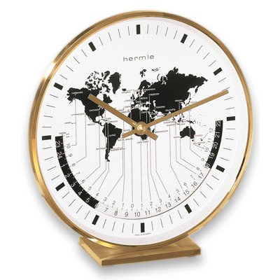 Buffalo Eclectic Metal Quartz Movement / Crystal Tabletop Clock in Gold/Black