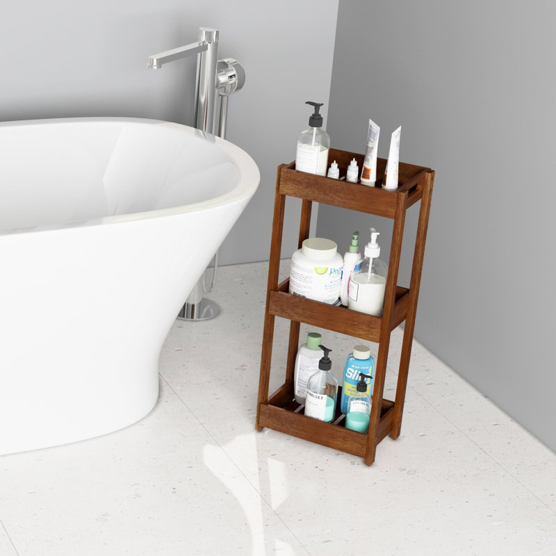 Serviteur de douche en bois d'acacia
