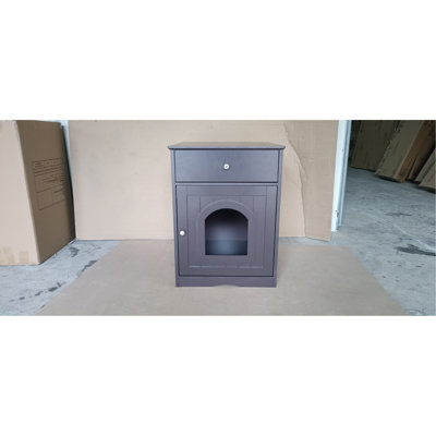 Wooden Pet House Cat Litter Box Enclosure with Drawer, Side Table, Indoor Pet Crate, Cat Home Nightstand