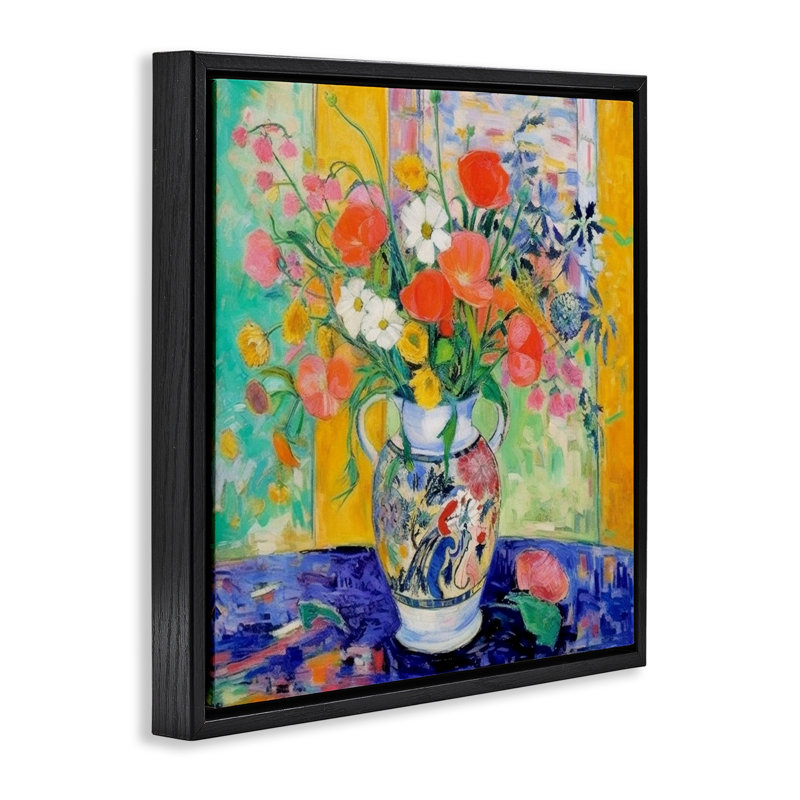  "Bold Bouquet Impression", art mural par LSR Design Studio, Cadre flottant noir de jais, H 18 po x l 18 po
