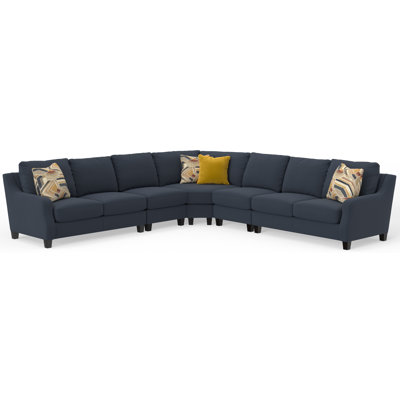 Foley - Canapé modulaire 5 pièces avec sièges confortables et 4 coussins décoratifs inclus