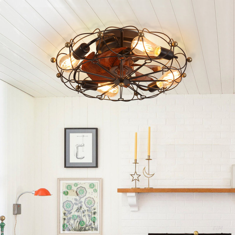 Ventilateur de plafond à profil bas avec télécommande et lumières, ventilateur de plafond industriel moderne intégré, petits ventilateurs de plafond de 20 pouces
