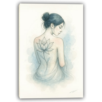 Lotus Reverie – Floral Tattoo Back Portrait Watercolor