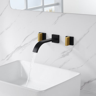 Bathroom Vanity Faucet, Wall Sink Faucet, 2 Handle Widespread Lavatory Faucet
