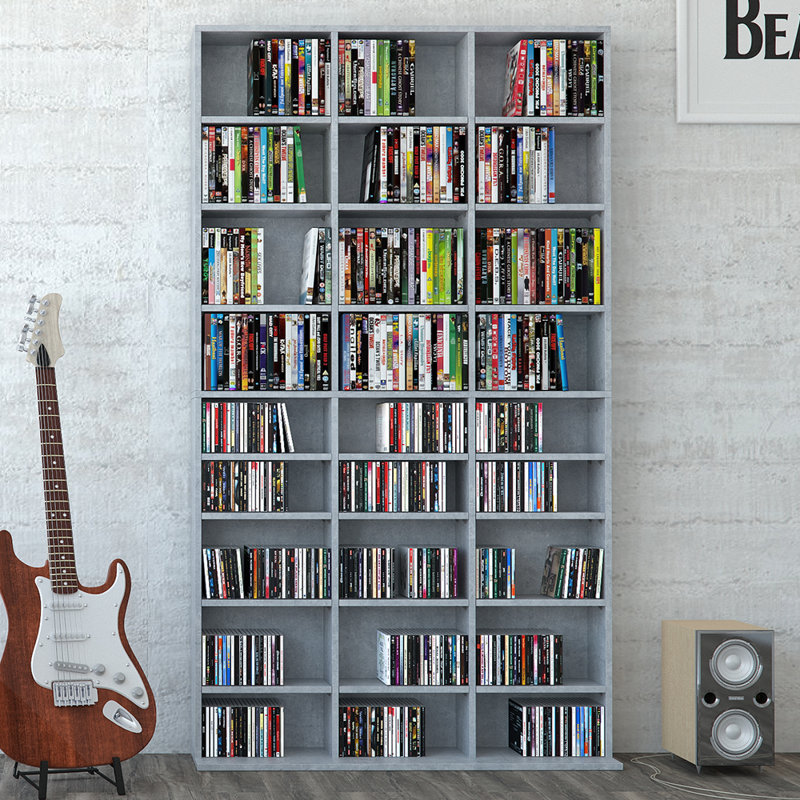 180cm H Media Shelves, Grey concrete