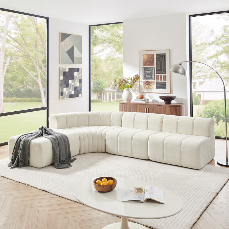 Canapé modulaire moderne avec repose-pieds réglable, Beige