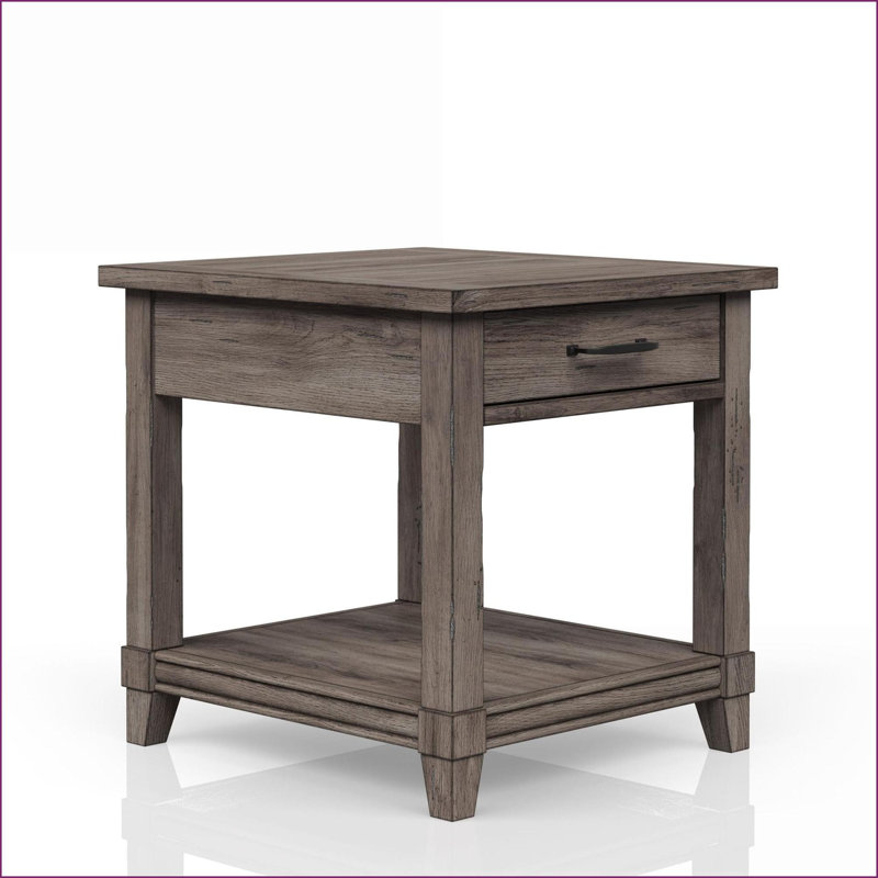 Rustic Gray Living Room Coffee Table with USB Charging Ports &amp; Storage Drawer, Space-Saving