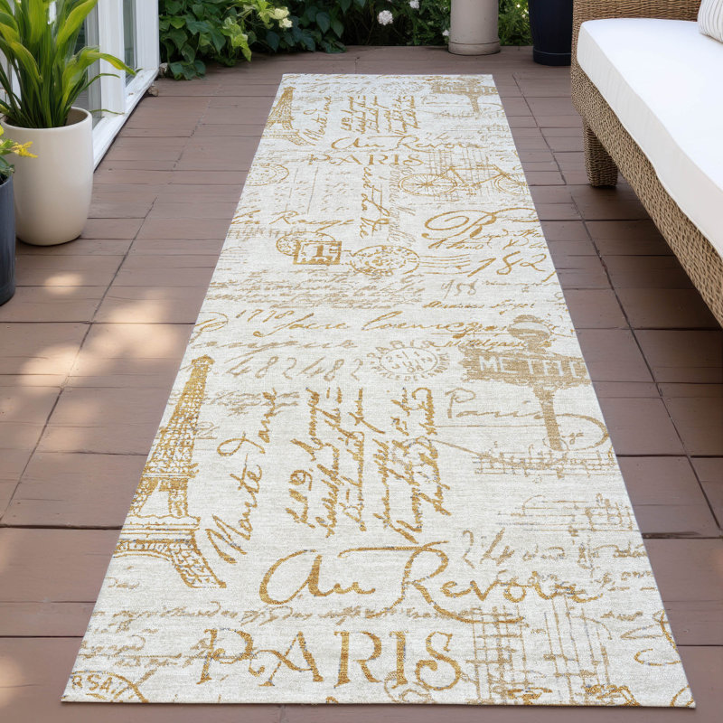 Machine Washable Indoor/Outdoor Husby ACN2209 Novelty Rug, Runner 2'3" x 7'6"