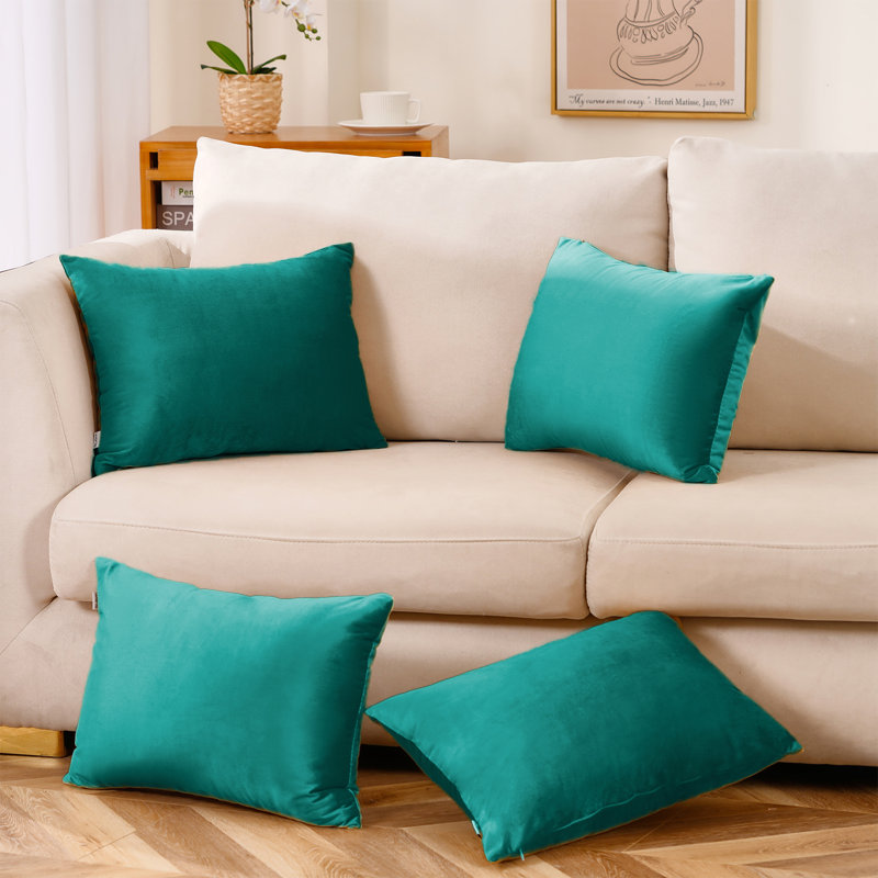 Housse de coussin en velours (ensemble de 4 housses de coussin seulement), Sarcelle