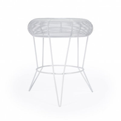 18" White Wire Round Top End Table
