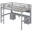 Lit mezzanine de taille grise avec bureau, espaces de rangement généreux et rangement de chargement, port de tiroirs-627902503