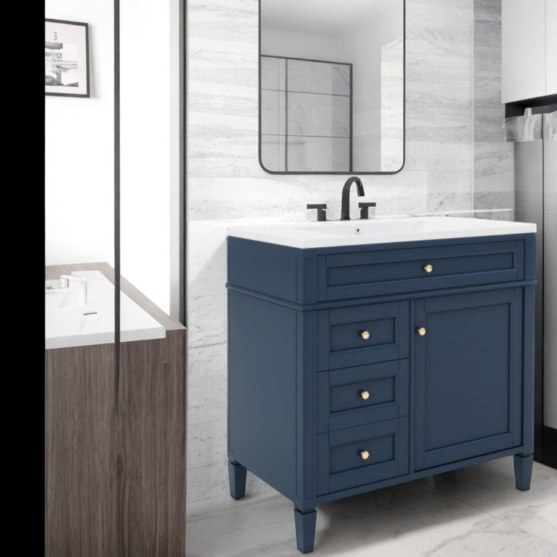 Meuble-lavabo simple avec plateau Cvanko 36, Bleu