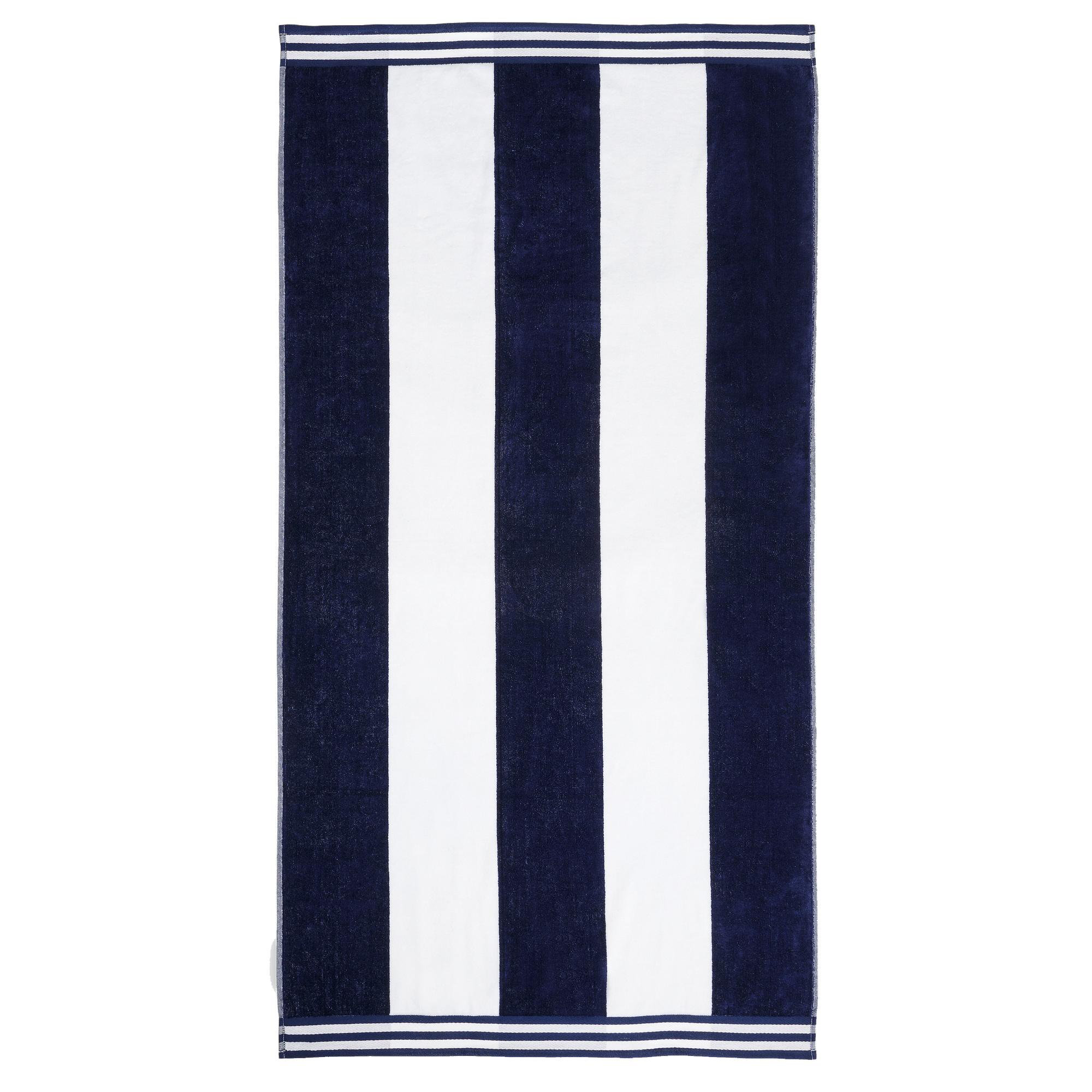 Calheta Cotton Oversized Cabana Stripe Beach Towels, Blue, 1