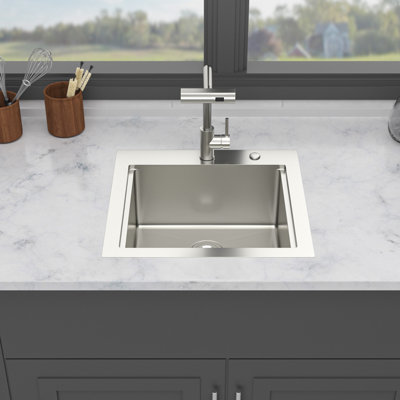 21 Inch Drop In Kitchen Sink With Pull-Out Faucet And Sink Cover - 21" X 20" X 9" Bar Prep Sink Stainless Steel 16 Gauge Workstation Sink Drop-In Topmount Single Bowl Kitchen Sink
