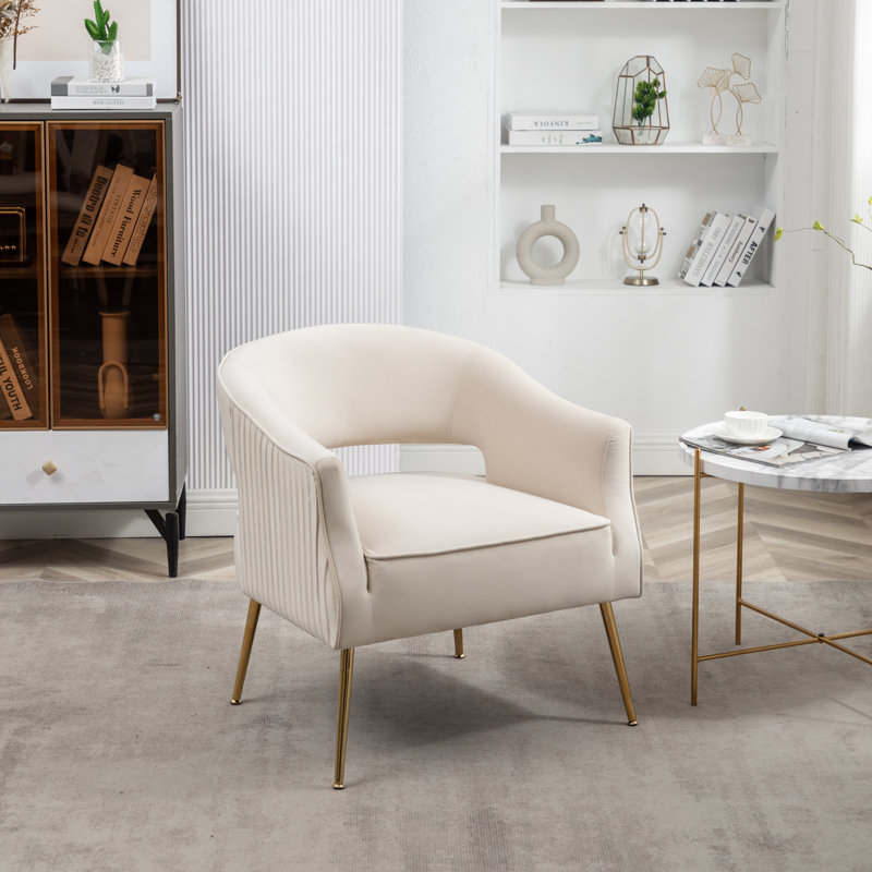 Chynna Velvet Armchair, Beige Velvet