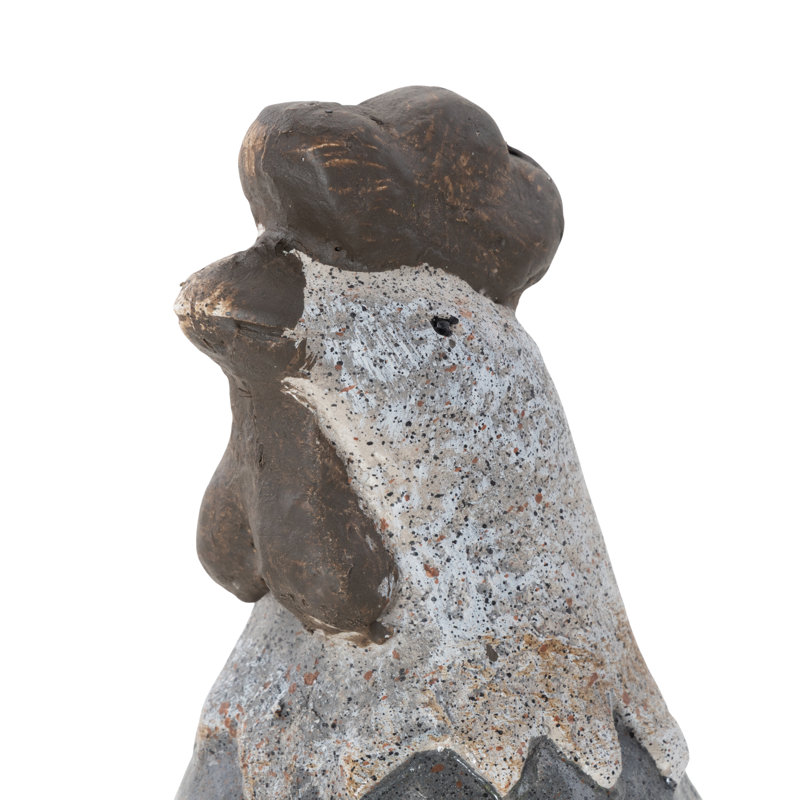 Rael Polystone Indoor Outdoor Rooster Decorative Gray Garden Sculpture