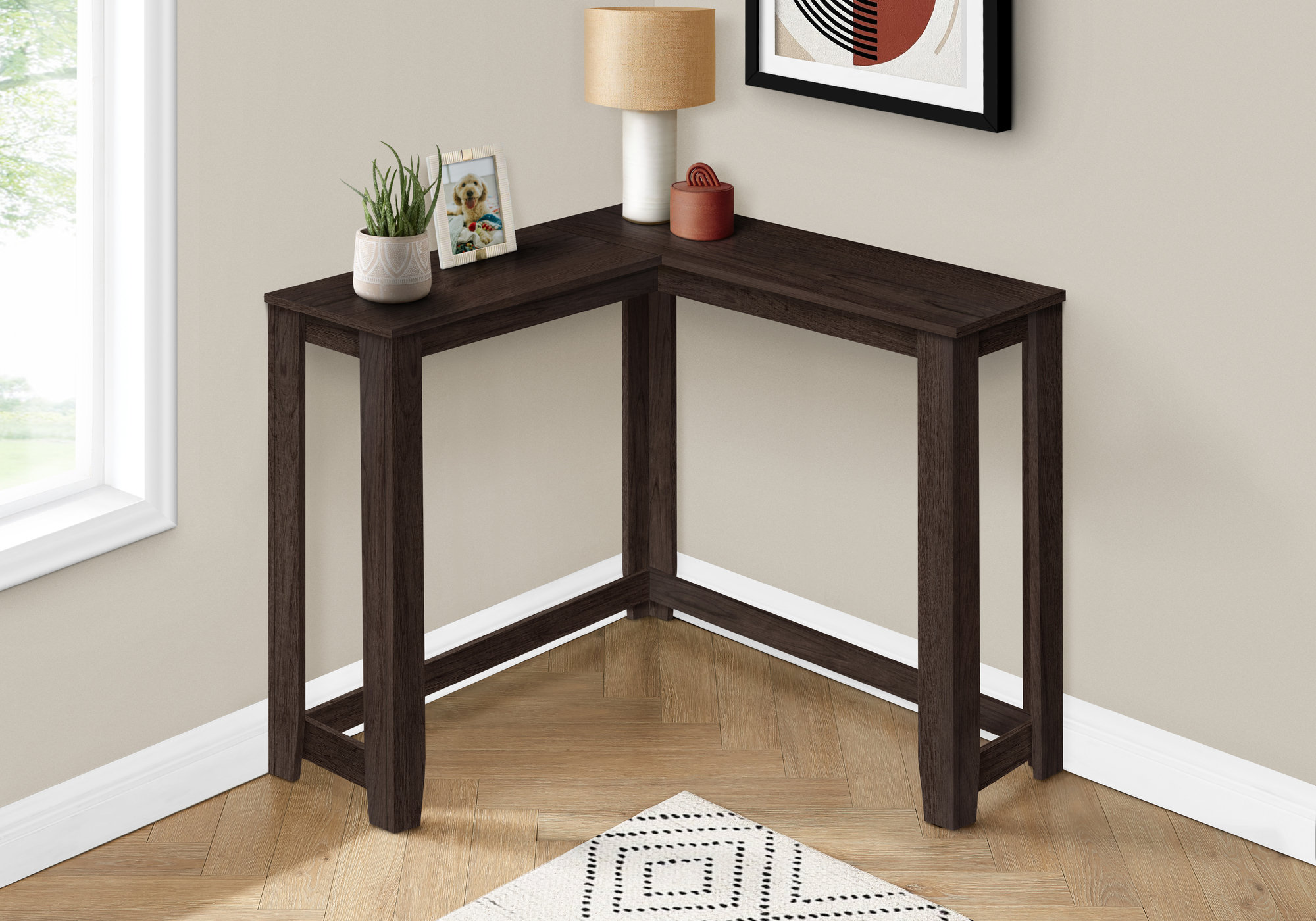 Keison Narrow Long Console Table Behind Couch