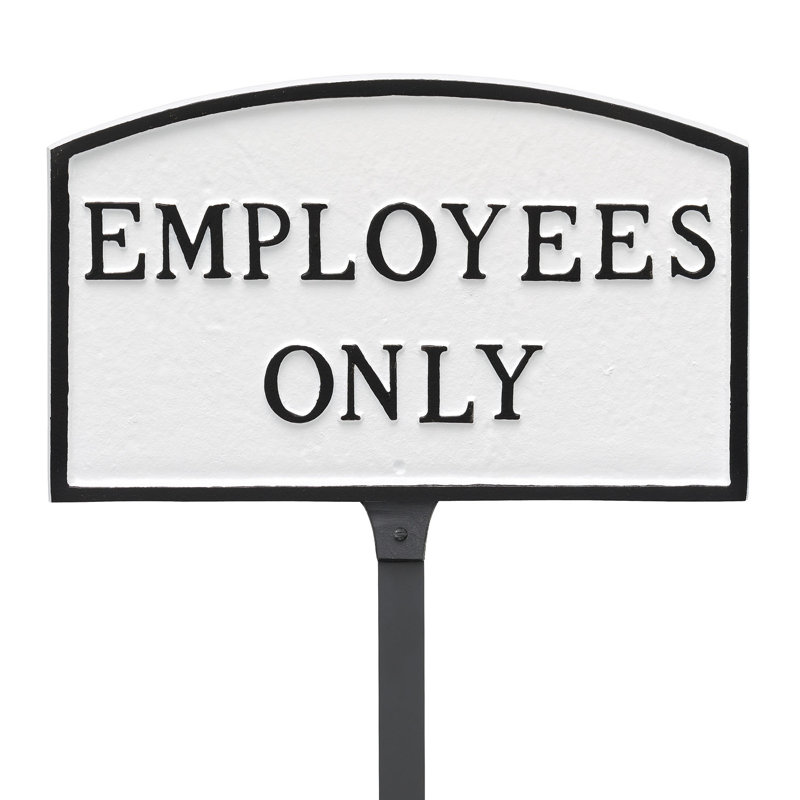 "arche employees seulement" , plaque d’adresse, Blanc / noir